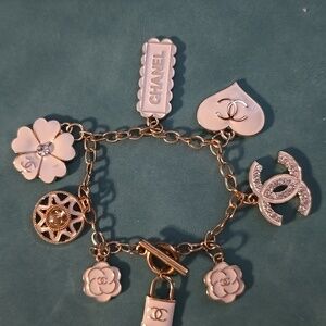 Gold and White Charm Bracelet